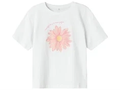 Name It t-shirt lucent hvid med blomst